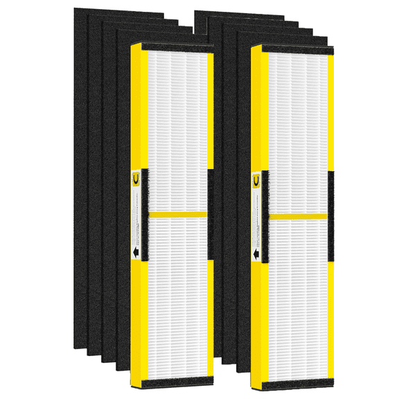 2 Pack FLT5000 Filter C Replacement with 6 Pack Activated Carbon Pre-Filters Compatible with GermGuardian Air Purifier AC5000 AC5000E AC5250PT AC5350B AC5350BCA AC5350W AC5300B