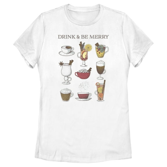 Women's Lost Gods Drink and Be Merry Graphic Tee White Small