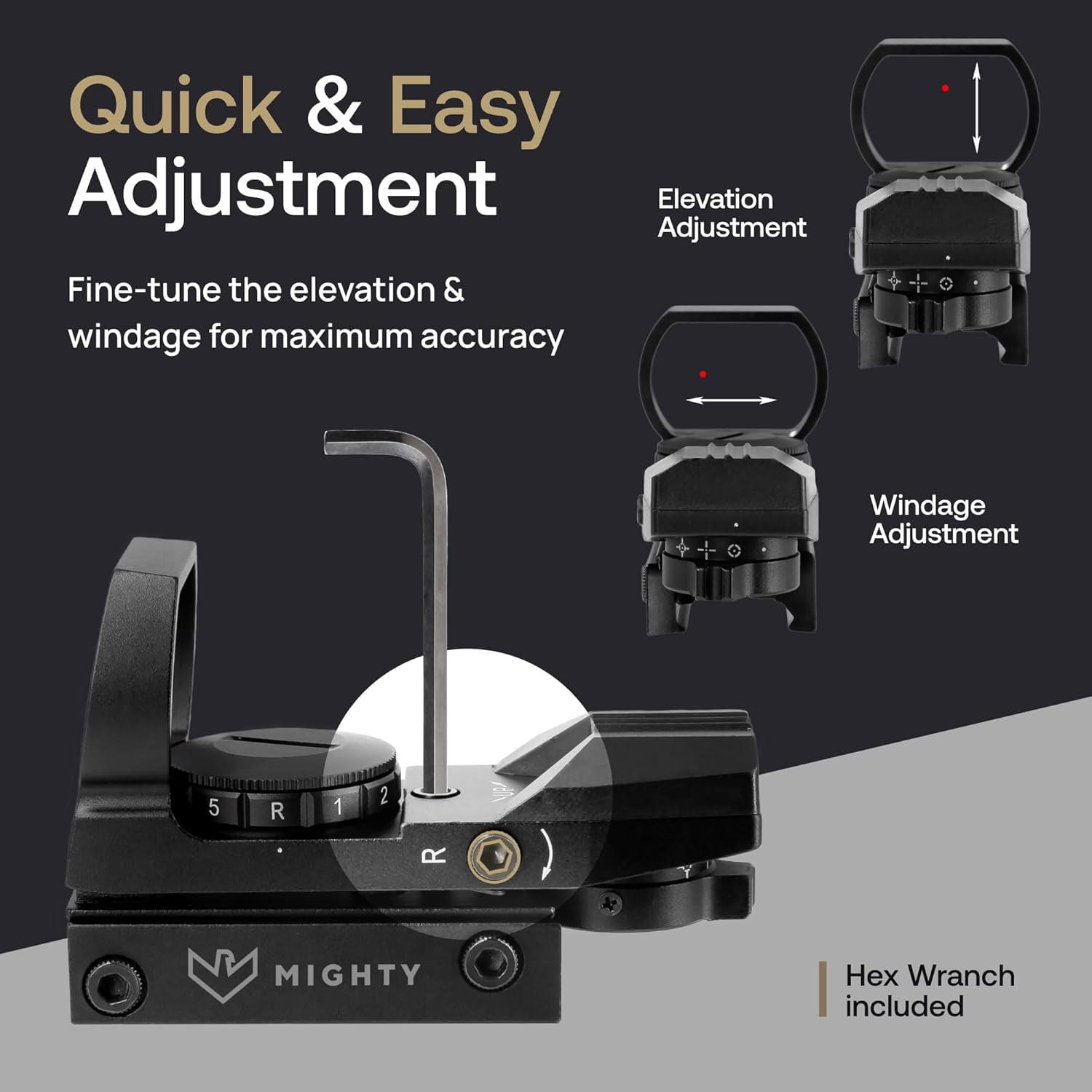 Mighty 1x23x34mm Reflex Green Red Dot Sight Optic with 20 mm Rail Mount for Hunting