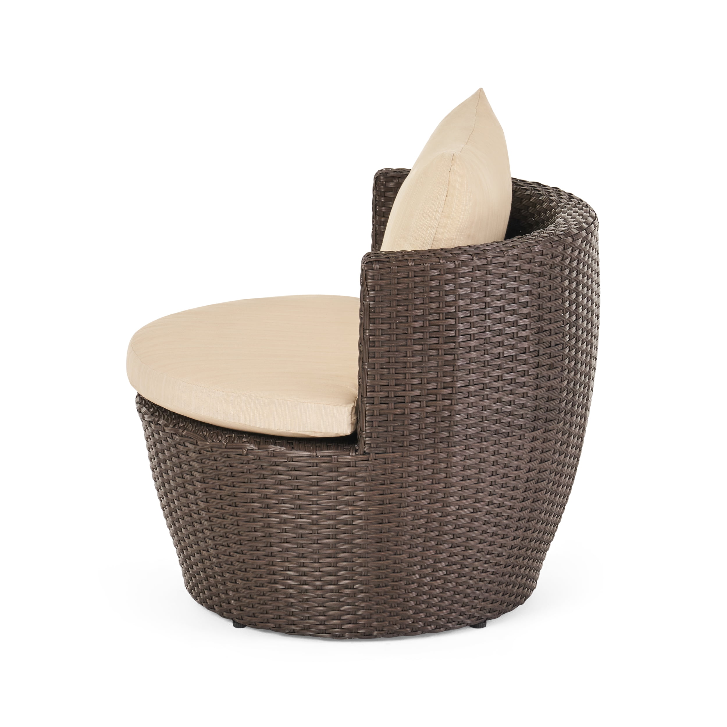 Outdoor 3 Piece PE Woven Leisure Conversation Set, Combined Outdoor Furniture for Patio Garden, Aluminum Brown
