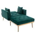 thumbnail image 6 of Futon Sofa Bed, Modern Velvet Chaise Lounge with Iron Legs for Living Room, Bedroom, Holds Up to 400lbs, Green, 6 of 7