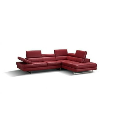 A761 Italian Leather Right Hand Facing Sectional Sofa - Blue