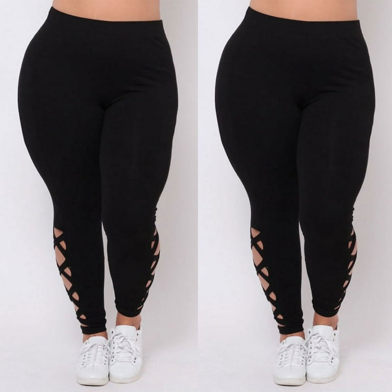 Vangee Women's Plus Size Lace Trim Soft Modal Cotton Leggings Workout  Tights Pants Cropped Length (3X, Black) - Yahoo Shopping