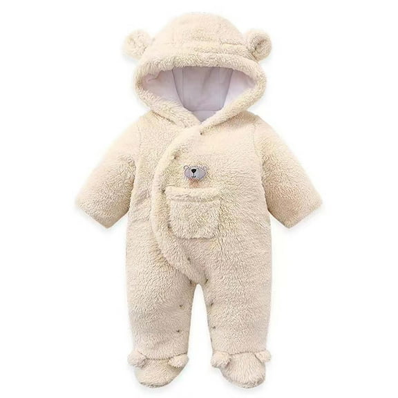 Hicidod Newborn Onesie Unisex Footie Outfit Suit Girls Boys Fleece Warm Jumpsuit Romper Hooded Coat Winter Clothes Outwear