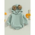 thumbnail image 2 of Bagilaanoe Newborn Baby Girl Hooded Romper Sweatshirt Long Sleeve Bodysuits Pullover 3M 6M 12M 18M Infant Casual Tee Tops, 2 of 8
