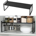 thumbnail image 3 of Estante organizador de gabinete expandible, estante de almacenamiento, elevador de espacio para cocina, baño, despensa, armario de especias, encimera, escritorio, hogar, oficina, plato, Negro A, 3 of 8