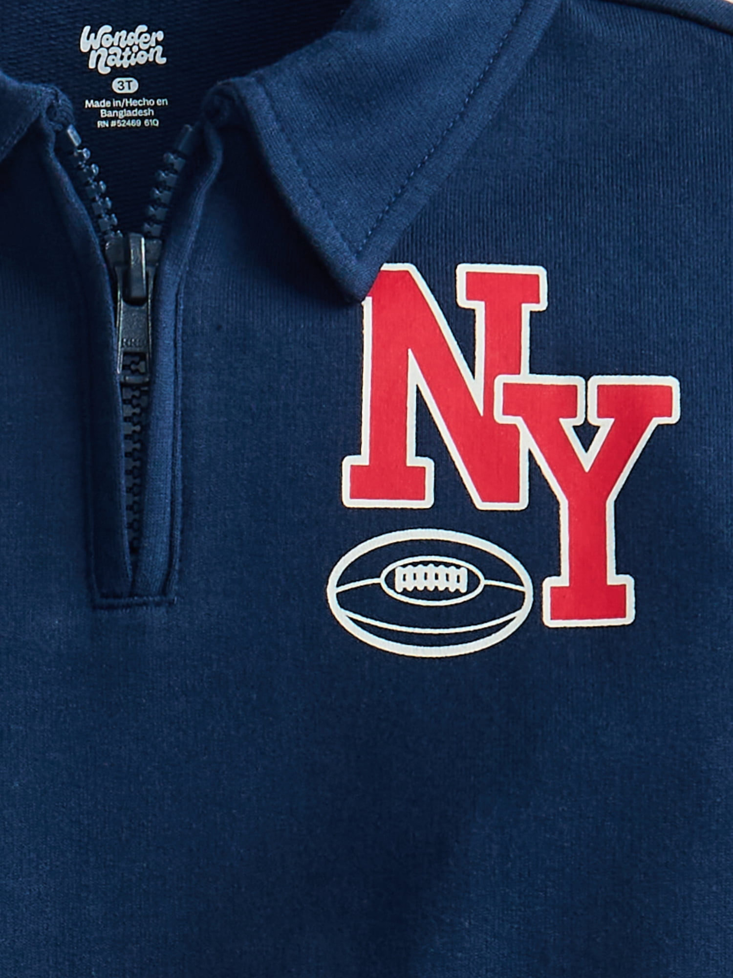 Wonder Nation Toddler Boys' Quarter Zip Sweater with Long Sleeves, Sizes 18M-5T
