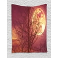 thumbnail image 1 of Dark Red Tapestry, Night Sky Super Moon Behind Silhouette of Dead Tree Serenity Nature, Wall Hanging for Bedroom Living Room Dorm Decor, 60W X 80L Inches, Dried Rose Yellow Brown, by Ambesonne, 1 of 2