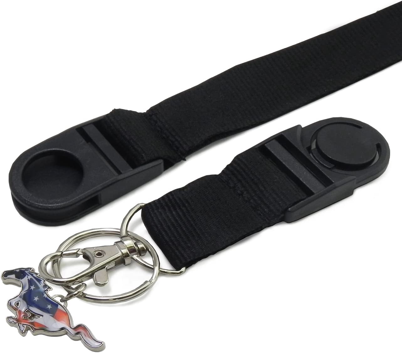 Ford Mustang in White Black Lanyard with US Flag Pony Charm