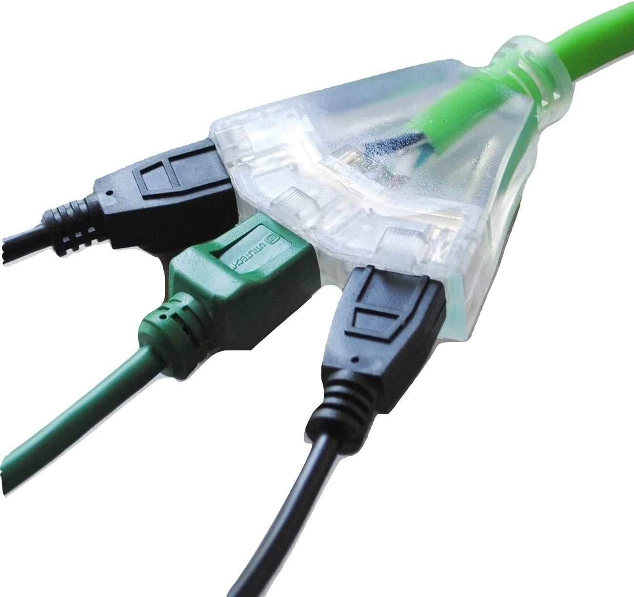 12/3 Extension Cord 100 ft Outdoor Indoor Heavy Duty 100 ft Extension Cord 12/3 12 Gauge Extension Cord 3 Outlet Lighted 15 Amp 1875 Watts Triple Outlet 12 Gauge Extension Cord 100 ft Copper