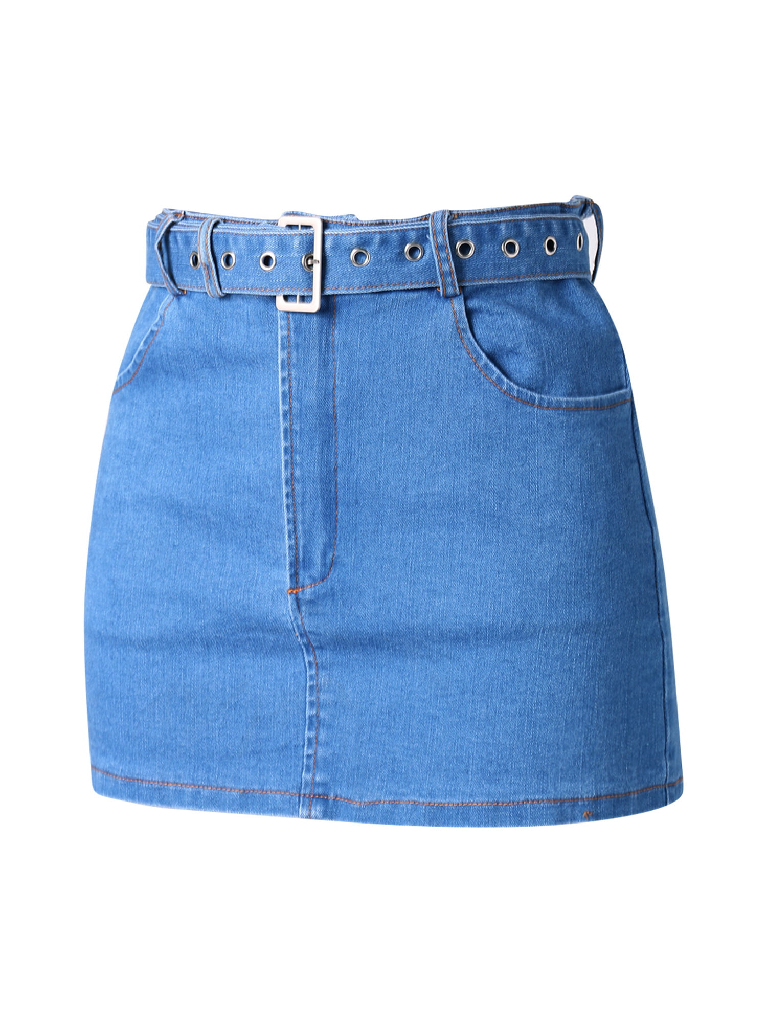 FOCUSNORM Women’s Denim Jeans Blue Zipper Corset Crop Top Sexy Push Up  Bustier Short Mini Skirt