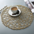 thumbnail image 2 of 4 Pack Metallic Vinyl Round Placemats Laminated Plastic Morden Dining Table Decoration, 2 of 7