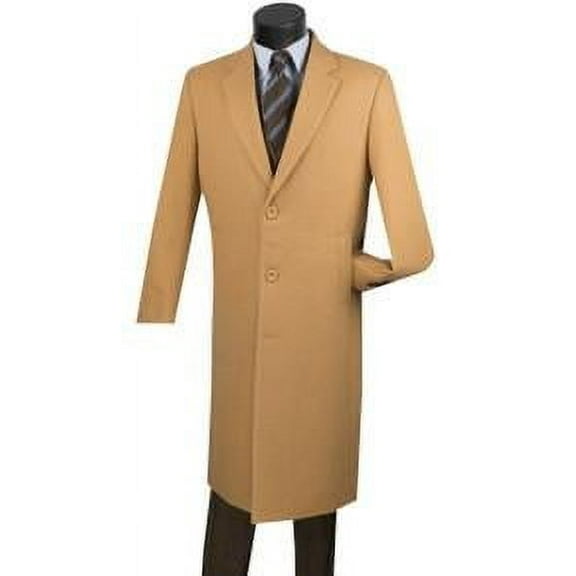 Vinci Men's Wool Topcoat Camel Full Length Long Coat CL48