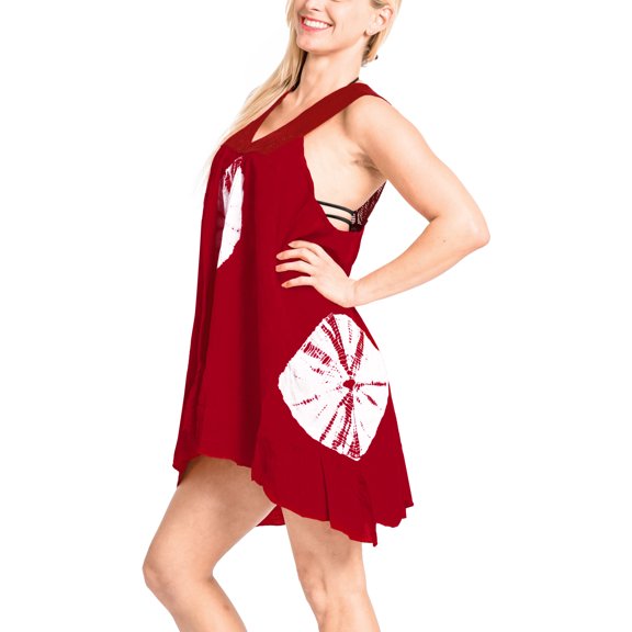 HAPPY BAY Women's Summer Loose Vacation House Wear Swing Dresses 8-10 Red_AC823