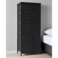 thumbnail image 1 of Commode à 5 Tiroirs Tour de Rangement Verticale Organisateur Tables de Nuit pour Chambre Cadre en Acier, Noir, 1 of 6