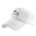 thumbnail image 1 of Men Baseball Hat Hollow Out Breathable Mesh Coconut Tree Print Long Brim Sunscreen Adjustable Baseball Sport Summer Trucker Hat Clothes Accessory, 1 of 10