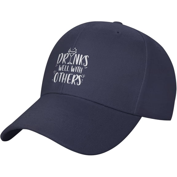 Wikjxiz Drinks-Well-with-Others Hat Black Baseball Cap Men Women Adjustable Sports Sunhat Fashion Trucker Hat