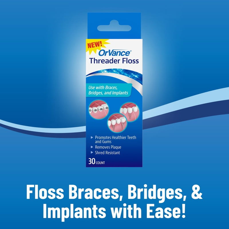 OrVance Threader Floss- Designed to Floss Through Braces, Bridges, and Implants –  30 Count (PACK OF 6)