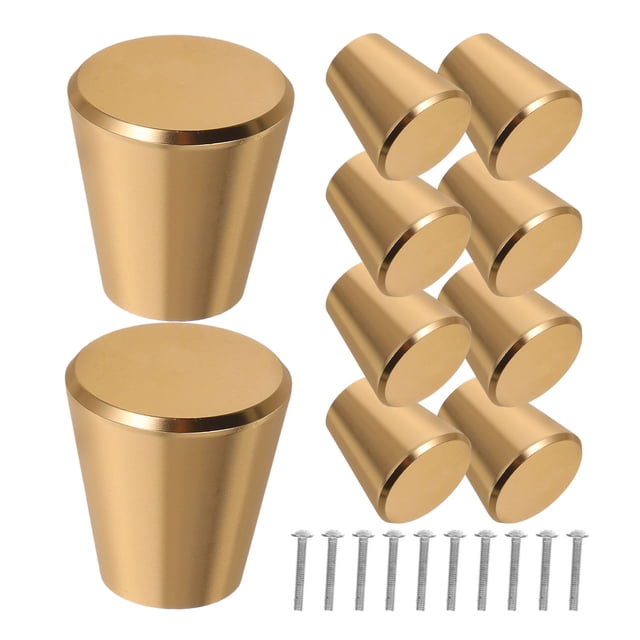 CRAFTHROU 10pcs Aluminum Alloy Round Cabinet Knobs Golden Hardware For Easy Installation On Drawers