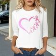 thumbnail image 2 of T-shirt Graphique de Sensibilisation au Cancer pour Femmes, Col Rond, Manches Trois Quarts, Décontracté, Confortable, Tenue Quotidienne, Haut de Festivals, 2 of 4