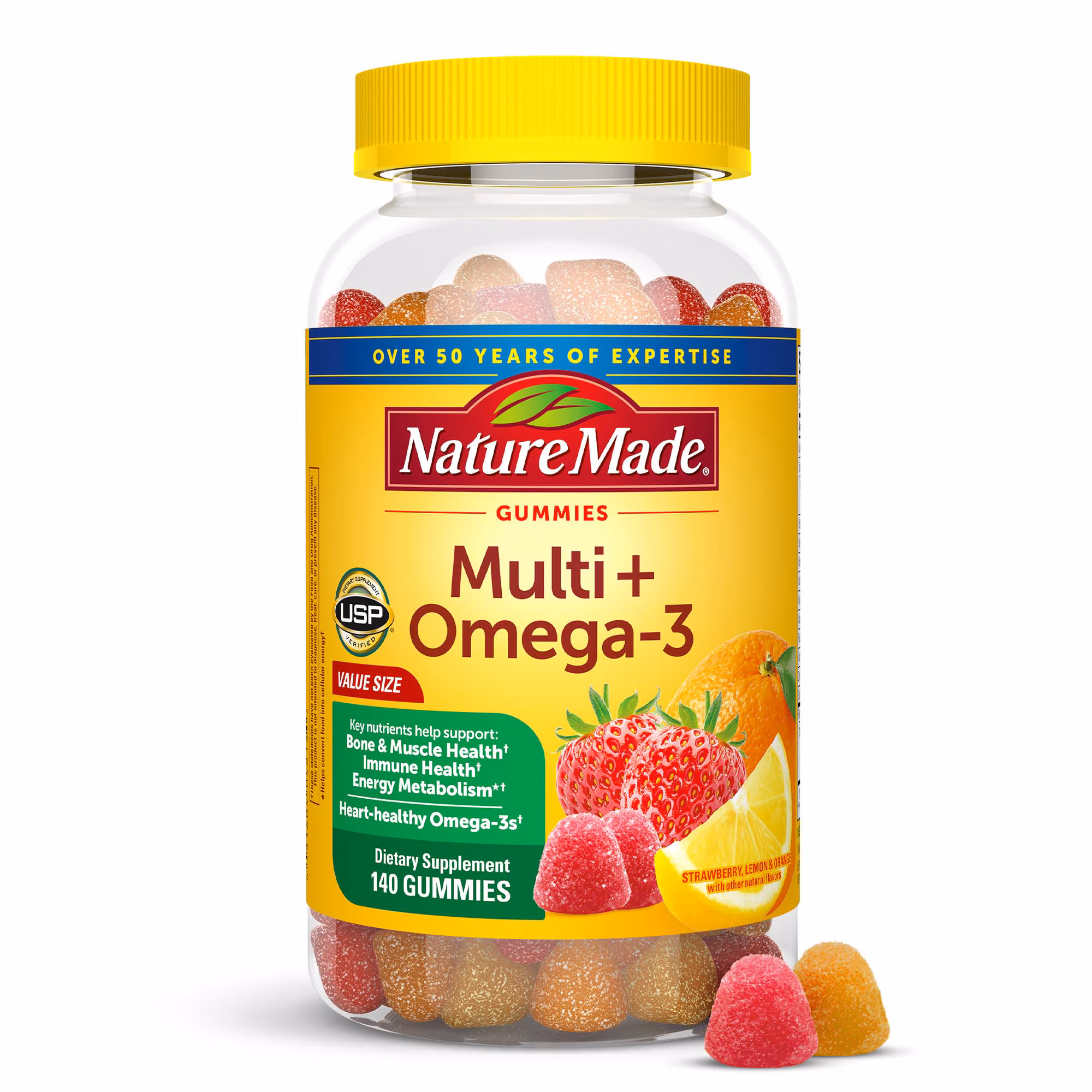 thumbnail image 1 of Nature Made Gomitas Multivitamínicas + Omega‑3 (140 unidades), 1 of 5
