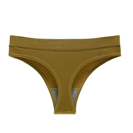 YHGFVOKJ Womens Underwear Sexy Triangle Breathable Elastic Exercise Brief Wicking Bikini Seamless Solid Color Thong Panties Panties for Women Plus Size Yellow XL