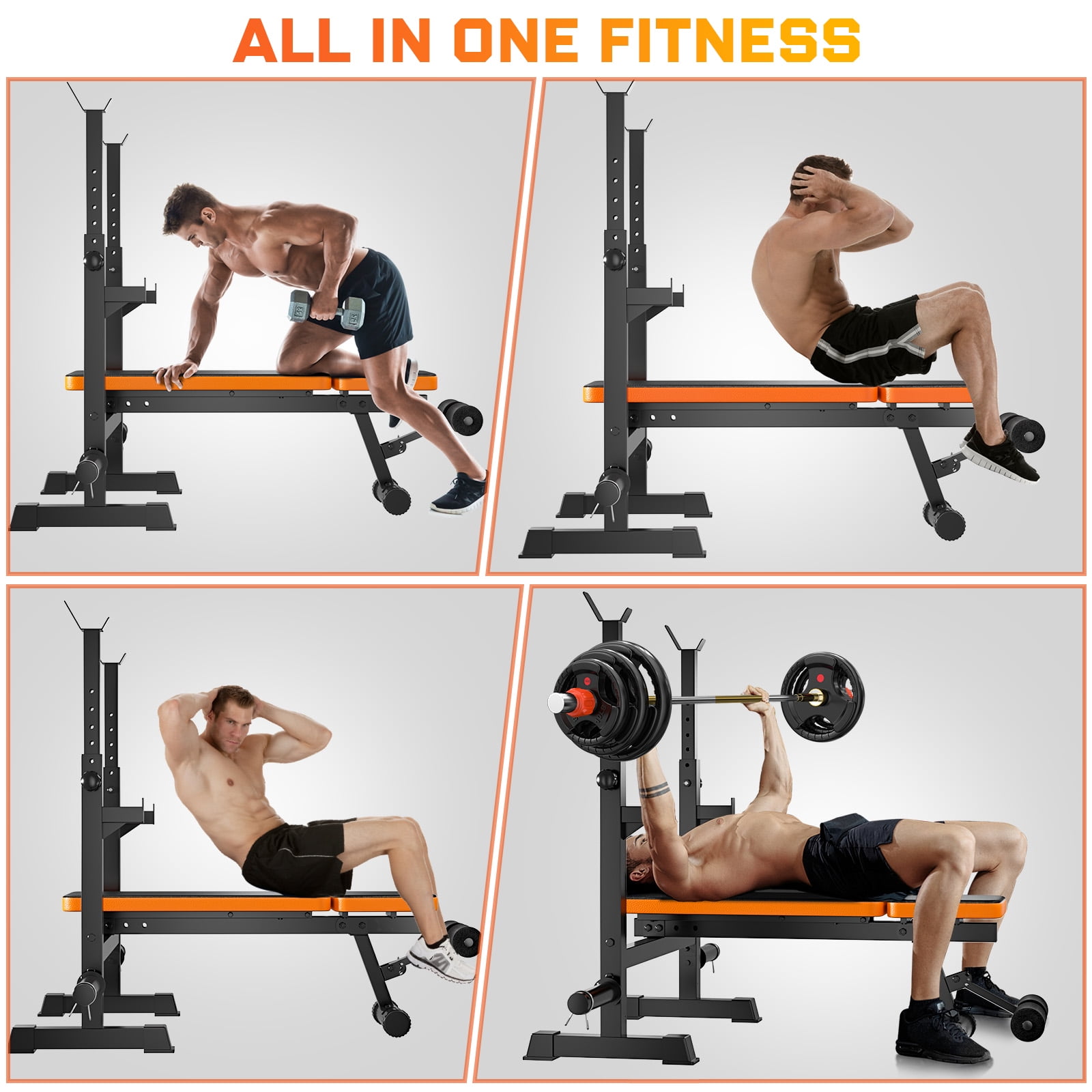 GIKPAL 770lbs 5-in-1 Adjustable Weight Bench ,Multi-Purpose Bench Press Olympic Workout Bench with Squat Rack for Home Gym Full Body Strength Training