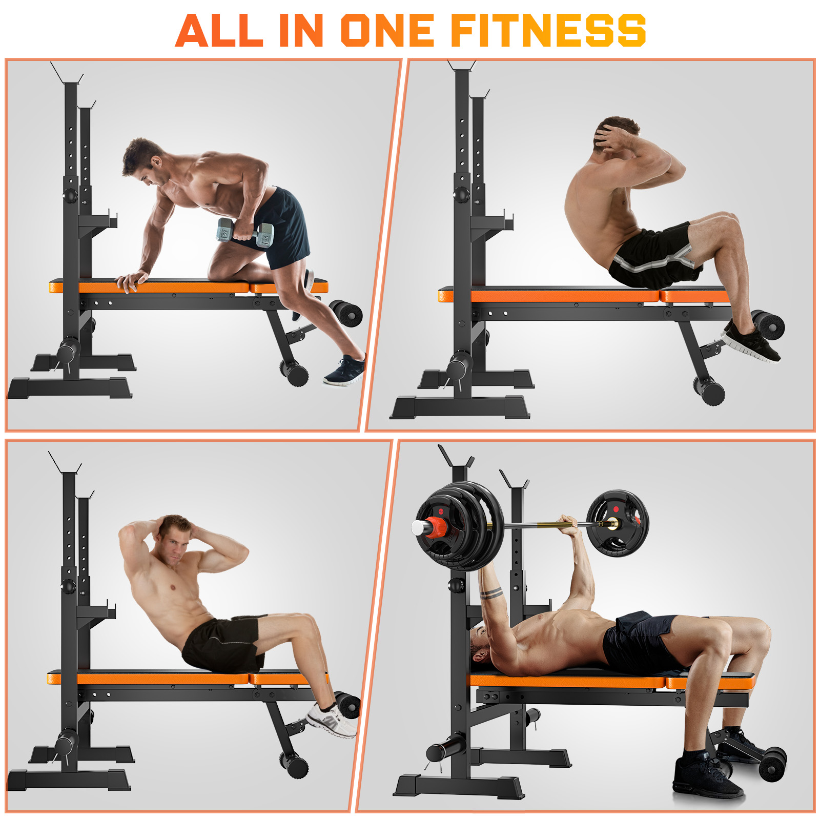 GIKPAL 6-in-1 Weight Bench, 660 lbs with Squat Rack photo 4
