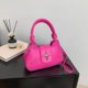 thumbnail image 5 of Bolso de mano con remaches de PU para mujer, bolso cruzado sólido con asa superior, bolso de hombro (rosa rojo), 5 of 5