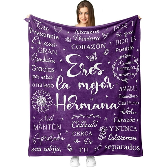 Hermana Sister Birthday Gift Ideas, Big Sister Gifts from Sister, Birthday Gifts for Sister from Sisters, Big Sister Gifts for Little Girls, Sister Blanket 50” X 60”, Soul Sister Gifts for Women