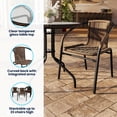 thumbnail image 4 of Flash Furniture 28'' Round Glass Metal Table with Dark Brown Rattan Edging and 2 Dark Brown Rattan Stack Chairs, 4 of 13