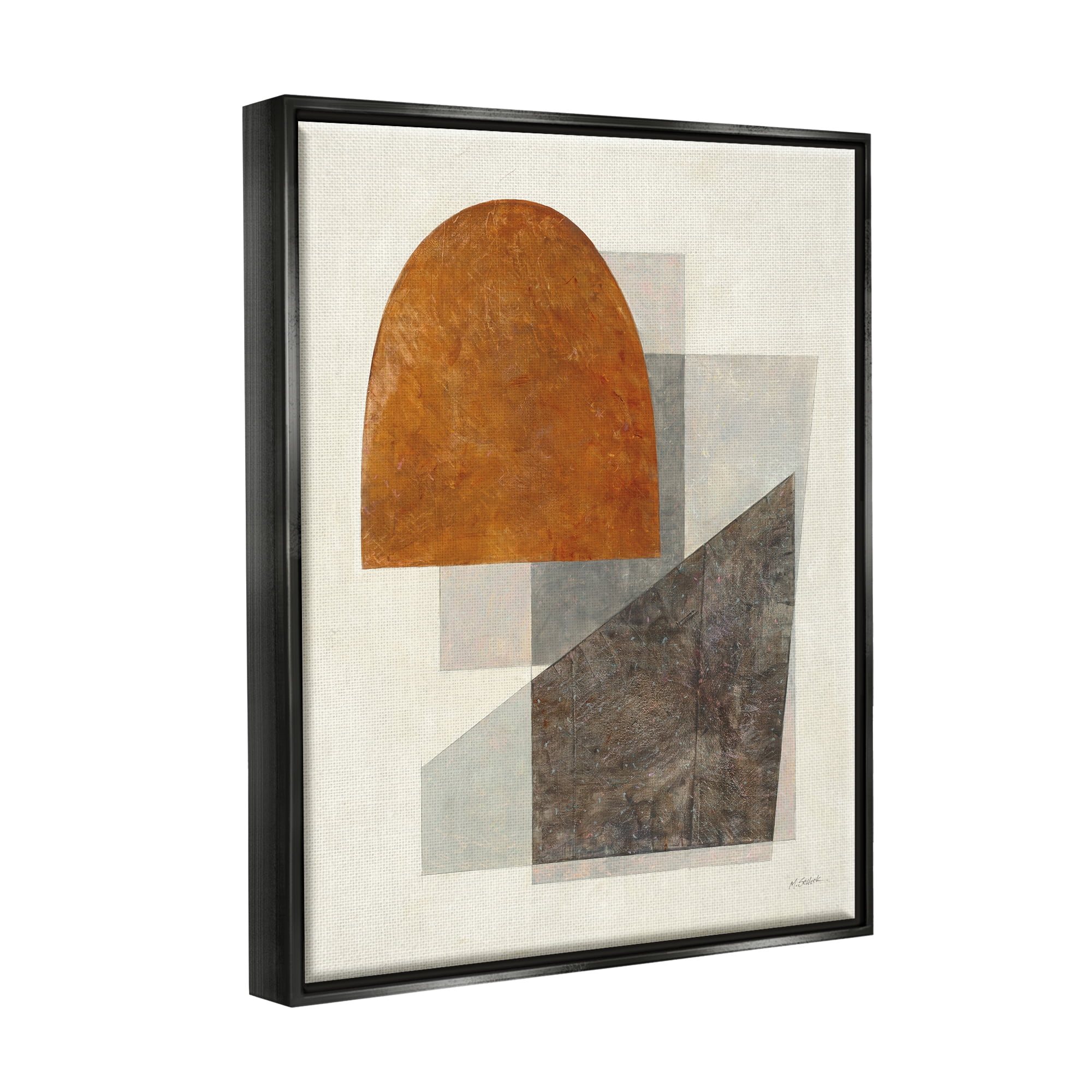 Stupell Industries Earthy Geometric Shapes Abstract Painting Black Floater Framed Canvas Art Print Wall Art, 17 x 21