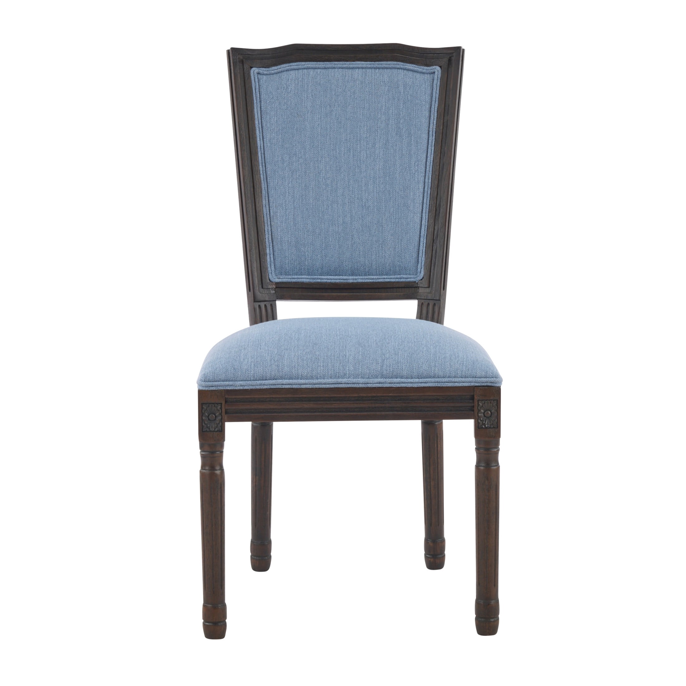 Christopher Knight Home Set of 4 French Country Upholstered Dining Chairs, Rubberwood Frame, Slate Blue