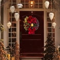 thumbnail image 4 of Elegante corona navideña roja para puerta de entrada con luz LED en el centro, guirnalda navideña, adorno para ventana, puerta y pared (rojo), 4 of 6