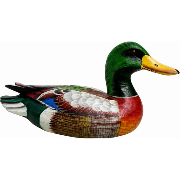 WorldBazzar Hand Carved Painted Wood Carving Bird Duck Decoy Vintage Style Wood Replica Life-Like Figurine