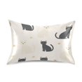 thumbnail image 7 of Yayeee Pillowcase Queen Size Set of 2 Satin Wrinkle Resistant Pillow Case, Black Cute Cats, 7 of 7
