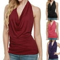 thumbnail image 3 of WTXUE Tank Tops Sleeveless, Scoop Neck Halter Blouse Drape Backless Cowl Vest Neck Tank Women Blouse Solid | Casual for Women Purple M, 3 of 7