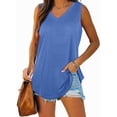 thumbnail image 3 of V Neck Tank Tops for Women Loose Fit Sleeveless Top Summer Clothes Light blue S, 3 of 6