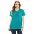thumbnail image 1 of Woman Within Women's Plus Size Eyelet Henley Tee Shirt, 1 of 5