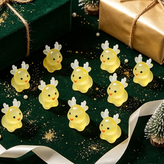 10 Pack Luminous Standing Reindeer Figurines Resin Tabletop Holiday Decor Glow in Dark Ornament Set for Christmas Party Winter Home Festive Display