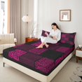 thumbnail image 4 of Castle Fairy Animal Print 4 Pieces Queen Sheet Sets for Teenagers,Black Pink Ultra Soft Flat Sheet,Abstract Patchwork Queen Fitted Sheet,Breathable Home Decor, 4 of 7