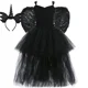 thumbnail image 2 of Vestido de tutú de ángel negro antes, corto y después, largo, de tul, para niña, cola para desfile de niños, vestidos de fiesta de noche, disfraz de Halloween para niña, 2 of 5
