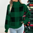 thumbnail image 2 of Aboser Christmas Plaid Sweaters for Women Turtleneck Long Sleeve Pullover Sweater Merry Xmas Holiday Outfits Cozy Long Sleeve Jumper Tops Trendy Checked Sweaters, 2 of 9