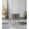 thumbnail image 2 of Manhattan Comfort Bailey Ottoman in Gray with Solid Wood Base & Gold Feet, 2 of 5