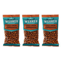 Werner Gourmet Garbanzo Beans Con Chile Y Limon - 6 oz. Bag (Pack of 3) - Garbanzo with Chili and Lime