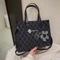 thumbnail image 3 of Bolsa Bolsos cruzados a la moda bolsos de hombro con asa superior para mujer con flores a cuadros (negro) Likrtyny Para Estrenar, 3 of 9