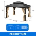 thumbnail image 2 of Dextrus 10x12ft Outdoor Hardtop Gazebo with Nettings & Brown Curtains,Heavy Duty Double Roof Galvanized Steel Canopy, Sunshade for Garden, Patio, Lawns, Black&Brown, 2 of 10