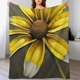thumbnail image 3 of nygtbtfer Flannel  Blanket, Yellow Gray Flower Print Soft and Warm Throw Blanket, for Couch, Bed, and Outdoors 60x80in, 3 of 6