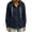 Navy, variant on Vintage Hooded Denim Jacket for Women Button Down Long Sleeve Loose Fit Fall Winter Coat Distressed Washed