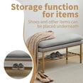 thumbnail image 4 of End of Bed Bench with Shelf, Linen Upholstered Storage Shoe Bench, 4 of 8
